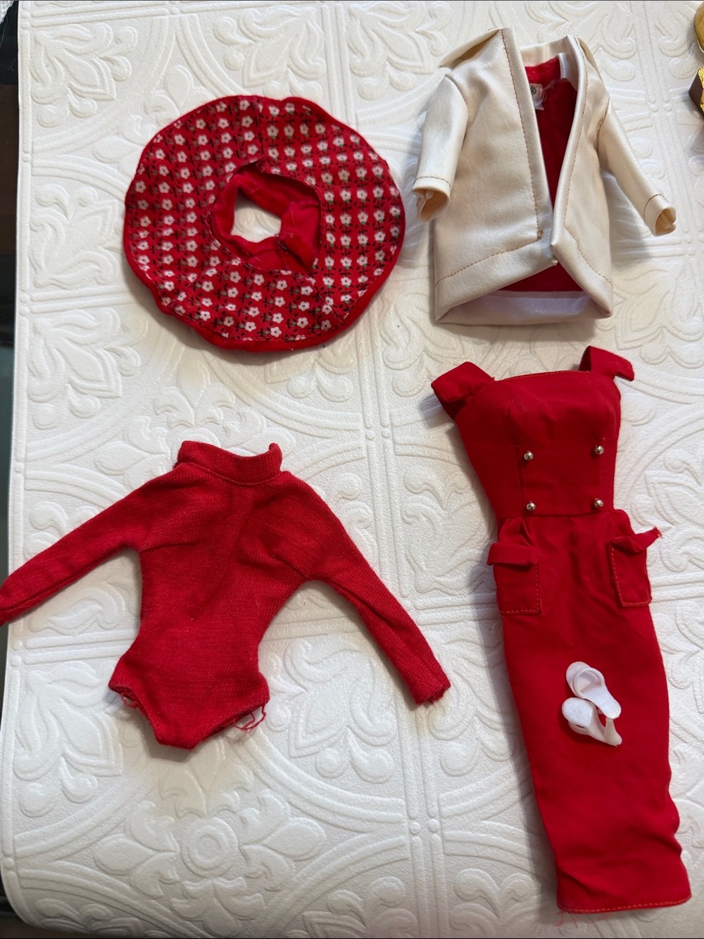 Barbie Red Outfit Set with White Coat
